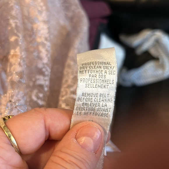 Theia size 8 formal wear, pink silk and lace midi length with keyhole back - Picture 8 of 8